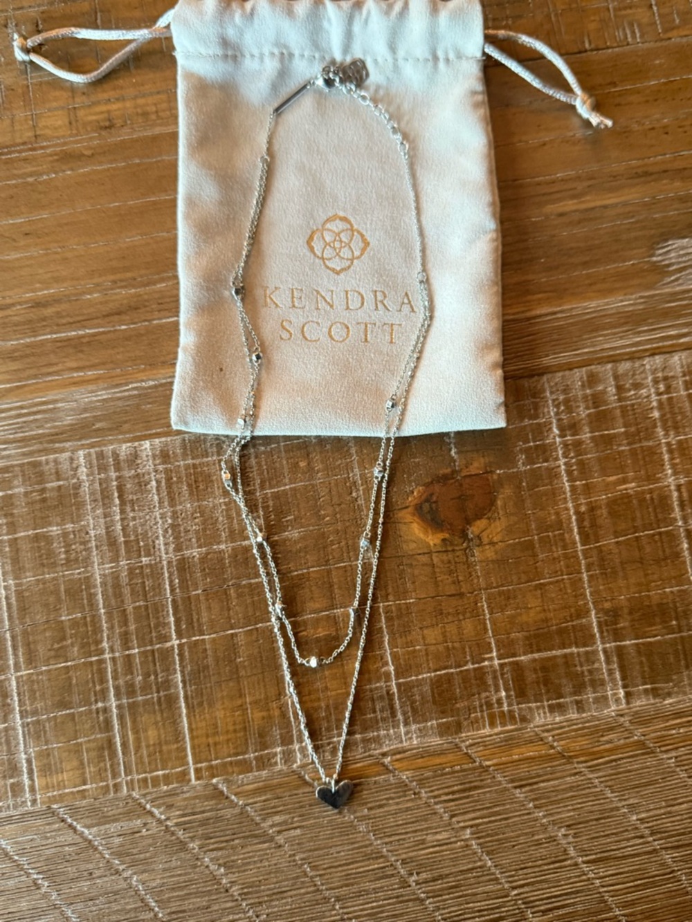 Kendra Scott Silver double layered Heart Necklace
